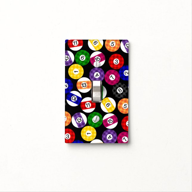 Fun Country Style Checkered Billiards Pattern Light Switch Cover (In Situ)
