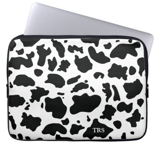 Fun Cow Animal Print Monogrammed Laptop Sleeve