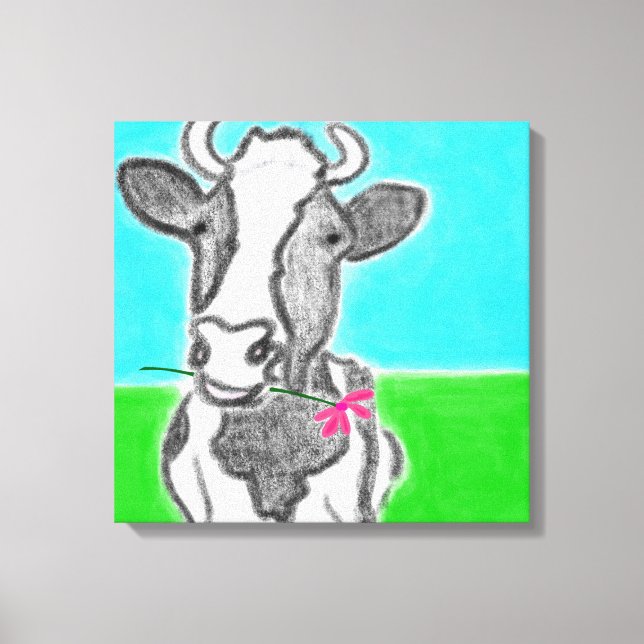 Fun Cow Design Art Canvas Print (Front)