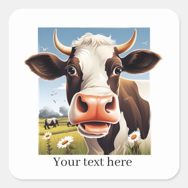 Fun cow lovers customizable  square sticker (Front)