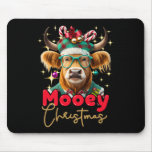 Fun Cow Mooey Christmas Scottish Family Group  Mouse Pad