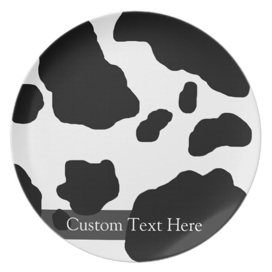 Fun Cow Print Personalized Dinner Plate (Front)