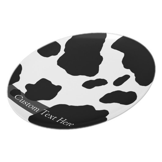 Fun Cow Print Personalized Dinner Plate (Left Side)