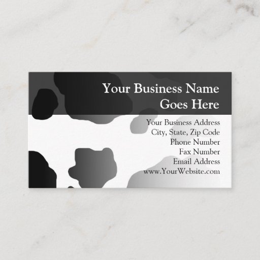 Customizable Fun Cow Print Personalized Business Card Templates