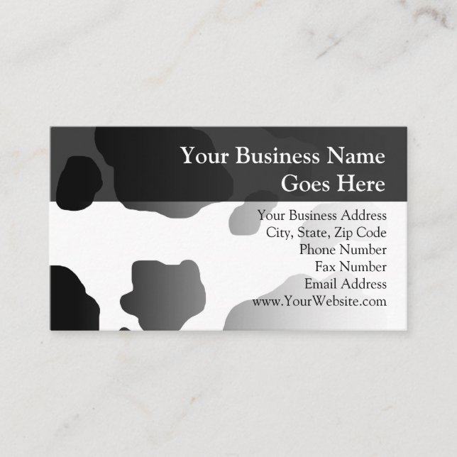 Fun Cow Print Personalized Farm Milk Dairy Business Card (Front)