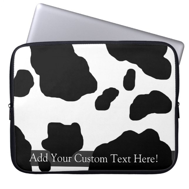 Fun Cow Print Personalized Laptop Sleeve (Front)
