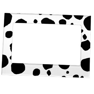 Fun Cow Print Western Spots Pattern Black White Magnetic Frame