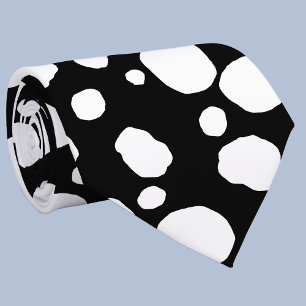 Fun Cow Print Western Spots Pattern Black White Neck Tie
