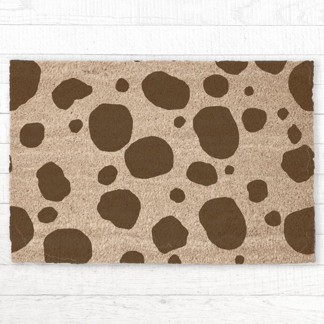 Fun Cow Print Western Spots Pattern Fiber Doormat (Fun abstract cow print Western themed fiber doormat)