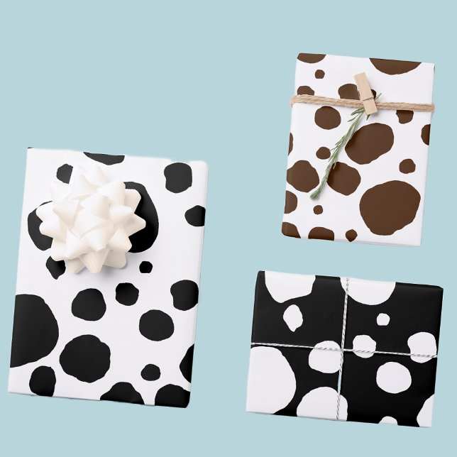 Fun Cow Print Western Spots Pattern Wrapping Paper Sheets (Fun cow print Western gift wrap)