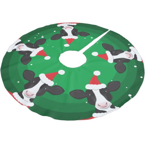 Fun Cow Santa Christmas Brushed Polyester Tree Skirt