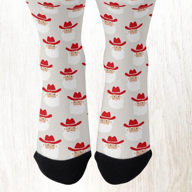 Fun Cowboy Santa Claus Western Christmas Socks (Fun Cowboy Santa Claus Western Holidays Christmas socks)