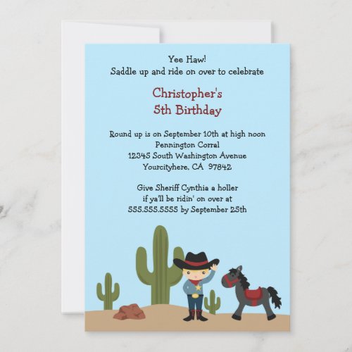 Fun cowboy western boy's birthday party invitation