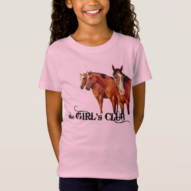 Fun Cowgirl Girl's Club for Horse Lover T-Shirt (Front)