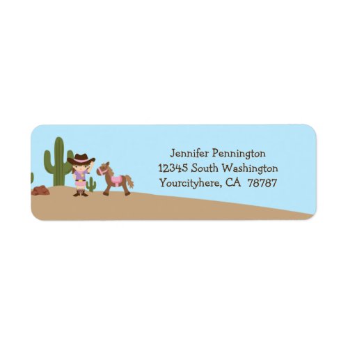 Fun cowgirl western girl return address labels