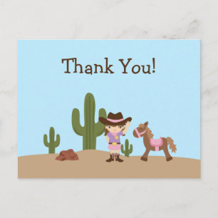 Fun cowgirl western girl thank you postcard