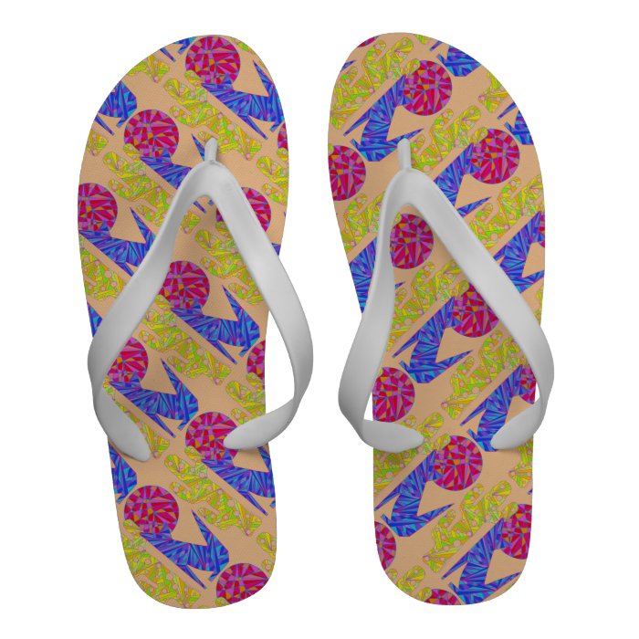 Fun Coyote Wolf Southwestern Art Beach Shoe Sandal Flip Flops