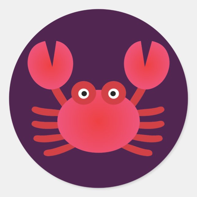 Fun Crab Classic Round Sticker (Front)
