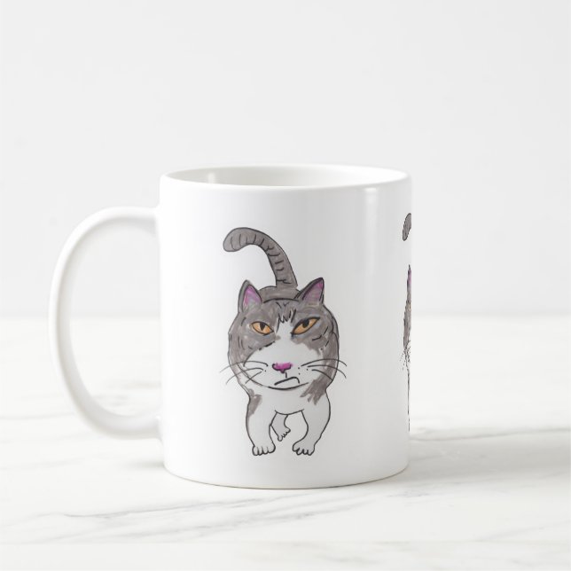 Fun Crank Kitty Pet Doodle Art Design Coffee Mug (Left)