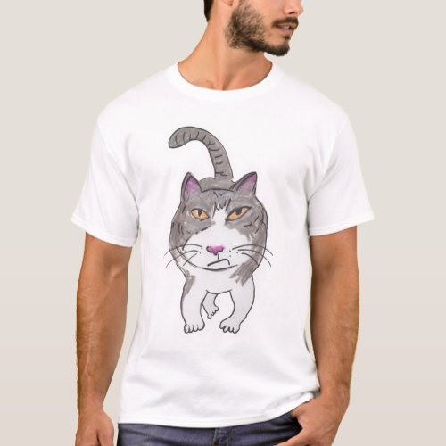 Fun Cranky Cat Friend Doodle Art T_Shirt