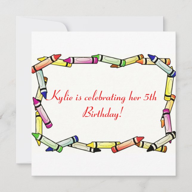 Fun Crayon Birthday Party Invitations (Front)