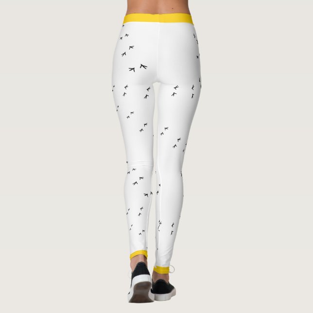 Fun Crazy Chicken Run! | Yellow Pop Chick Print Leggings (Back)