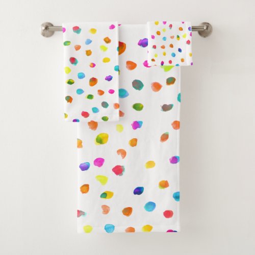 Fun crazy colorful polka dots cheerful bath towel set