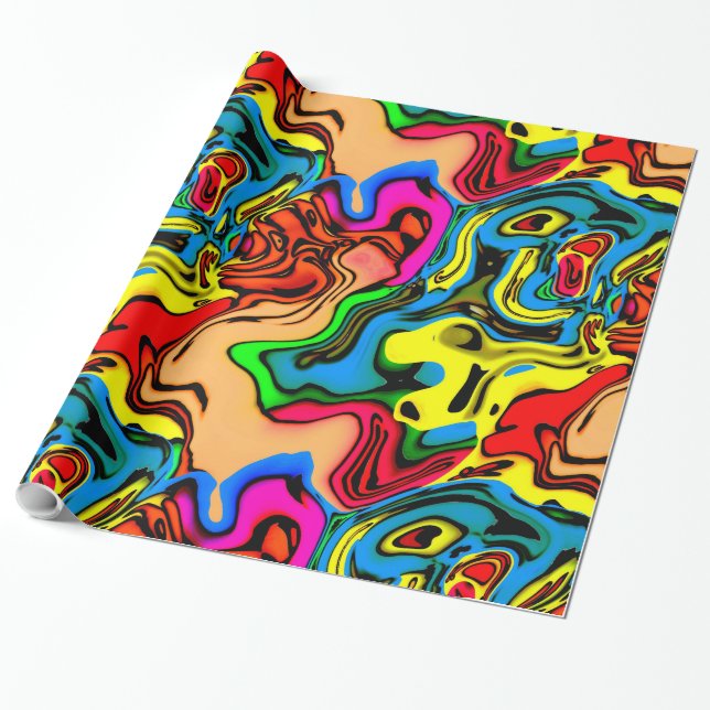 Fun Crazy Colors Wrapping Paper (Unrolled)