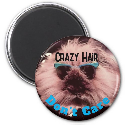 Fun Crazy Hair Round Magnet