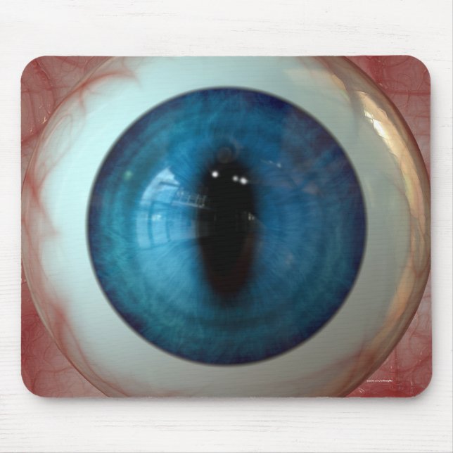 Fun Creepy Blue Eye-ball - Weird, Tasteless Gift Mouse Pad (Front)