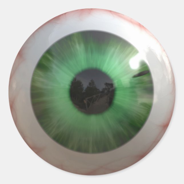 Fun Creepy Green Eye-ball - Weird,Tasteless Gift Classic Round Sticker (Front)