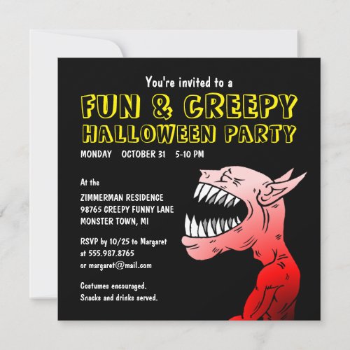 Fun  Creepy Halloween Party Invitation