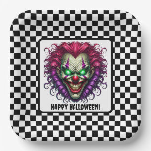 Fun Creepy Scary Clown Face Halloween Paper Plate