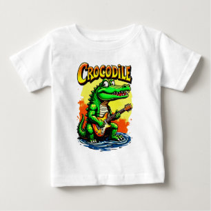 Fun Crocodile T-Shirt: Guitar-Playing Graphic Baby T-Shirt