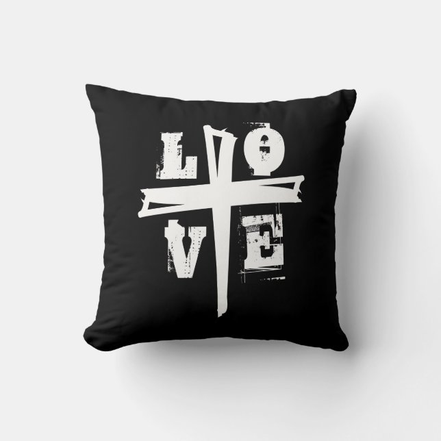 fun CROSS with LOVE lettering | Throw Pillow (Front)