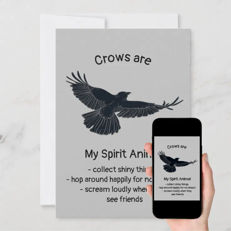 Fun Crows Bird Spirit Animal Humor Quote Totem Card | Zazzle