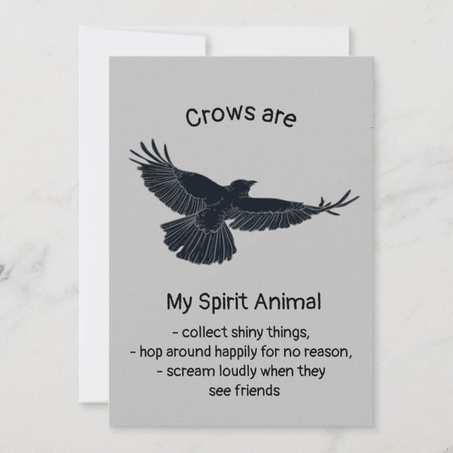 Fun Crows Bird Spirit Animal Humor Quote Totem  Card (Front)