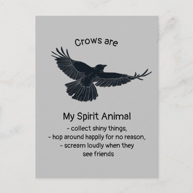 Fun Crows Bird Spirit Animal Humor Quote Totem Postcard (Front)