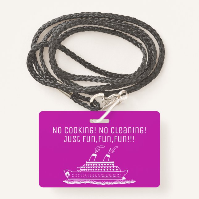 Fun Cruise Ship  Cabin Stateroom Key Holder Badge (Front with Lanyard)