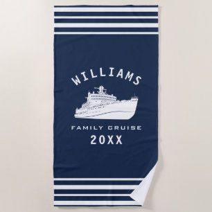 Fun Cruise Ship Sea Family Reunion Summer Vacation Beach Towel