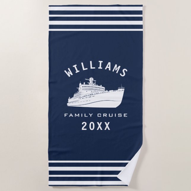 Fun Cruise Ship Sea Family Reunion Summer Vacation Beach Towel (Front)