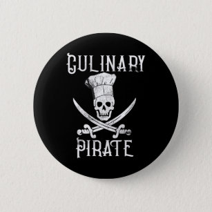 Fun Culinary Culinary Pirate Skull Chef Hat Button