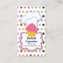 Fun Cupcake & Baker's Hat Business Card