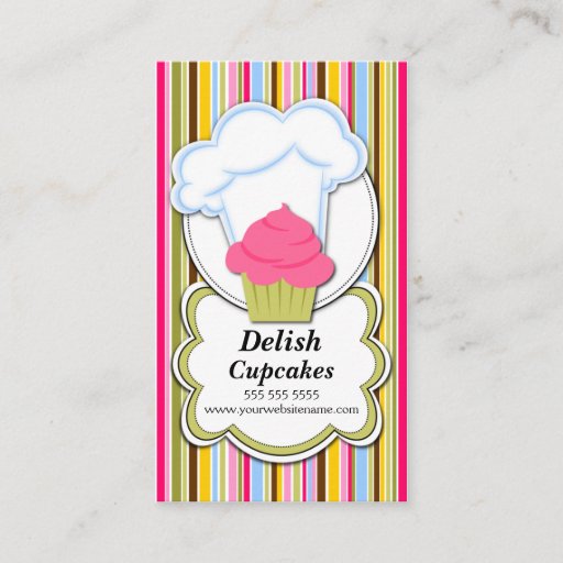 Customizable Fun Cupcake &amp; Baker's Hat Business Cards