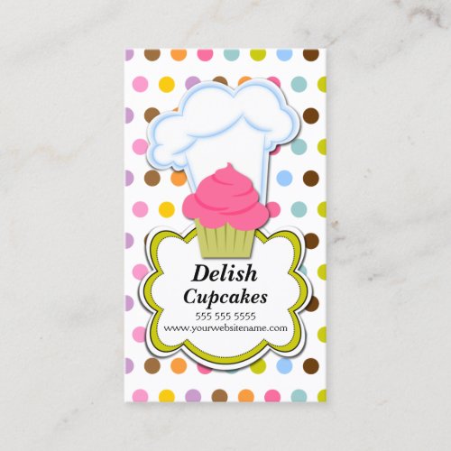 Fun Cupcake &amp; Baker's Hat Business Cards