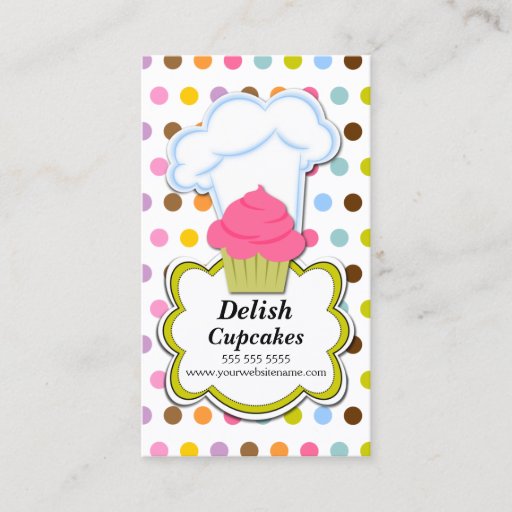 Customizable Fun Cupcake &amp; Baker's Hat Business Cards