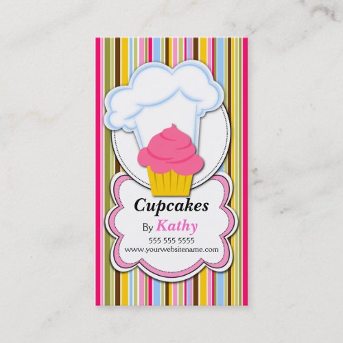 Fun Cupcake &amp; Baker's Hat Business Cards