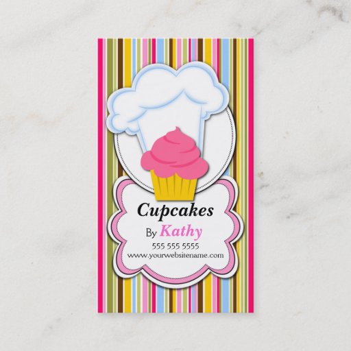 Customizable Fun Cupcake &amp; Baker's Hat Business Cards