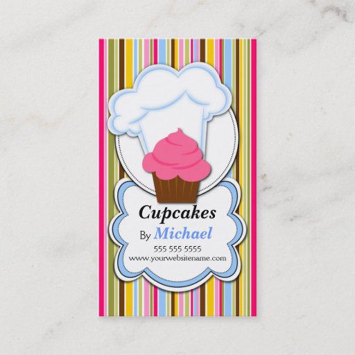 Customizable Fun Cupcake &amp; Baker's Hat Business Cards