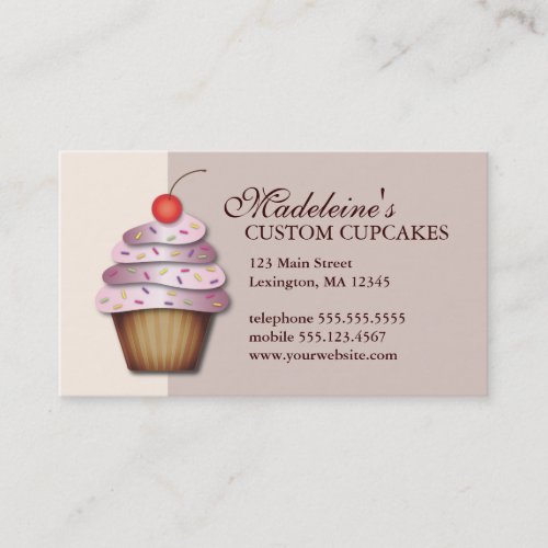Fun Cupcake Custom Bakery Business Card